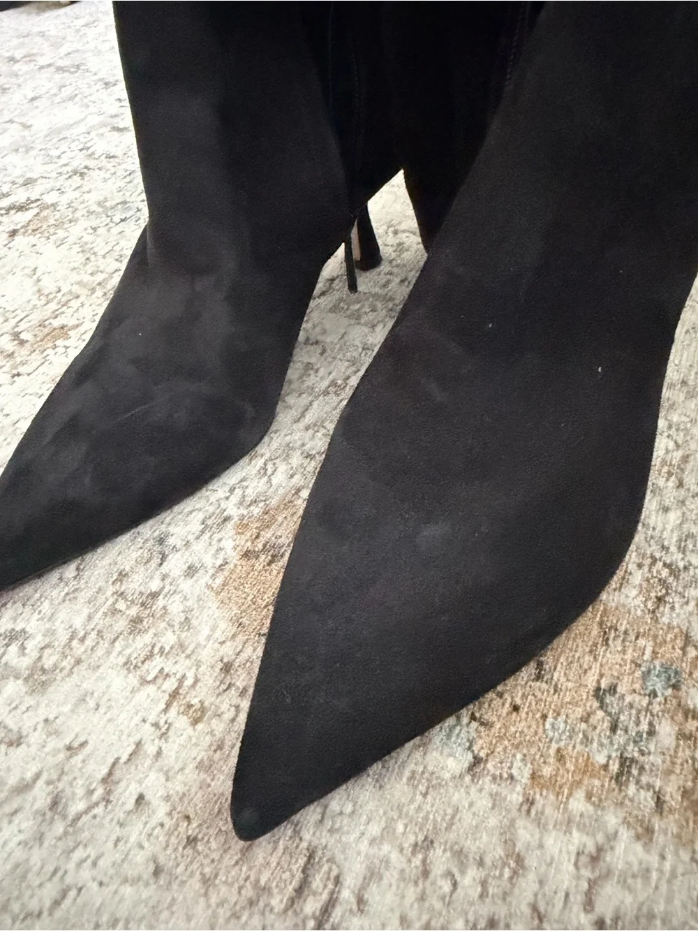 Sam Edelman Black Knee-High Pointed-Toe Kitten Heel Boots Size 6.5